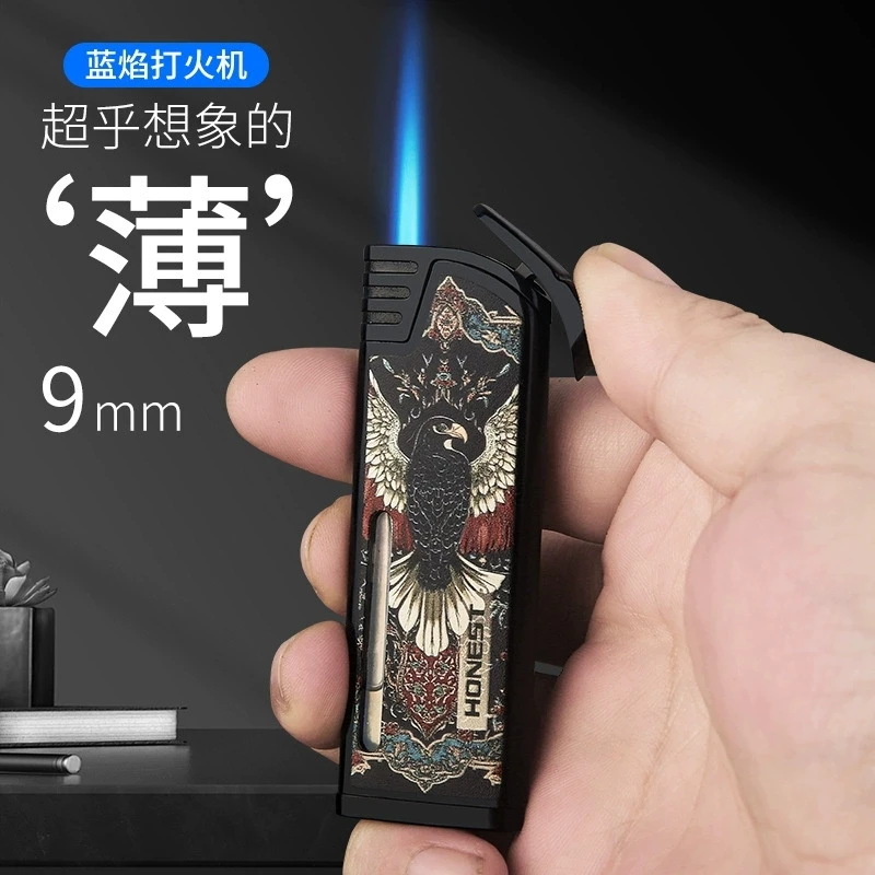 HONEST new style Metal Butane gas windproof torch Lighter Ultra-thin cigar lighter premium men utility smoking accessories gift