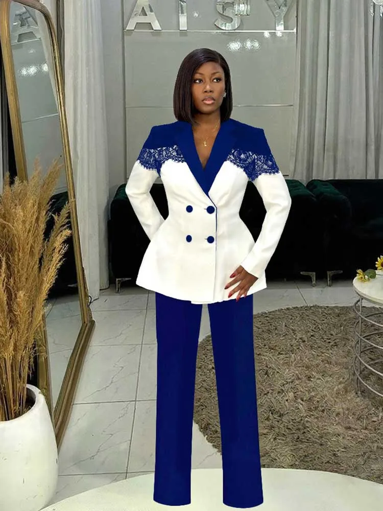 

Блейзеры, элегантный женский комплект из двух предметов, осенняя одежда с длинными рукавами, блейзер с тонкой талией и брюки, пышная повседневная одежда для женщин