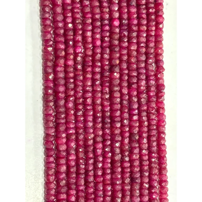 NATURAL RUBY RONDELLE FACETED 3.5-4.5 MM GEMSTONE BEADS 18" 1 NECKLACE