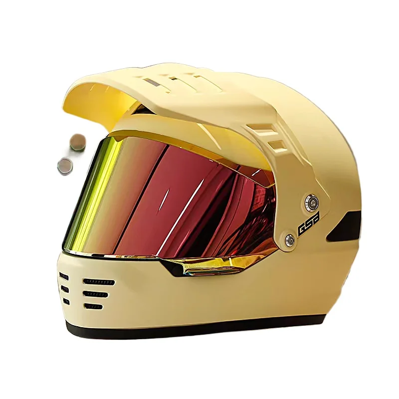 

Retro motorcycle helmet women's fiberglass carbon fiber locomotive full helmet