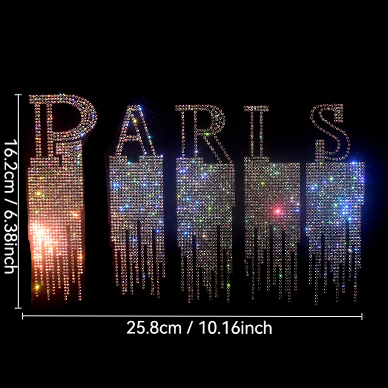 

DIY clothes, T-shirts, hoodies, denim clothing and accessories with fashionable large fabric stickers, rhinestones, letters