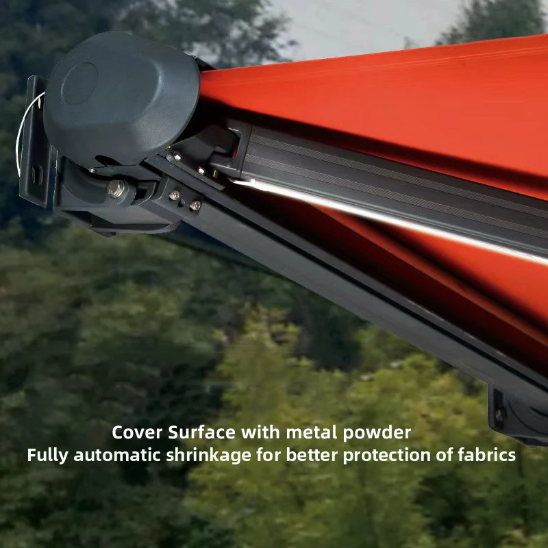 UV Protection Rainproof Motorized Modern Outdoor Villa Garden Aluminum Retractable Awning With LED Lighting Balcony Terrace