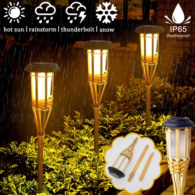 

1-10PCS Solar Lamps LED Flame Effect Lamp Handcraft Bamboo Waterproof Garden Lighting Lawn Torches Yard Landscape Outdoor Light
