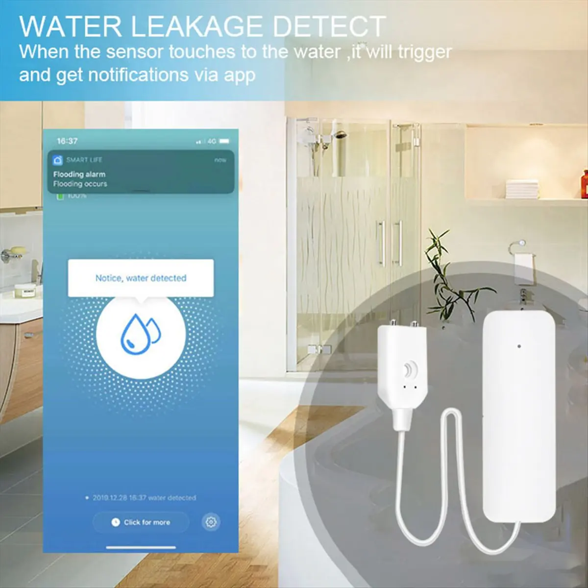 A40I Tuya ZigBee Water Level Sensor Leakage Alarm Flood Leak Detector Home Water Alert Overflow Alarm Security System