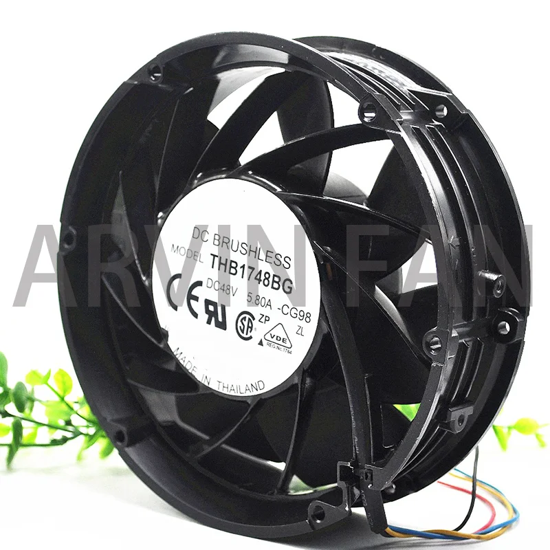 THB1748BG 48V 5.80A 170X170X56MM 607.0 CFM Round Metal Frame Communications Equipment Cooling Fan