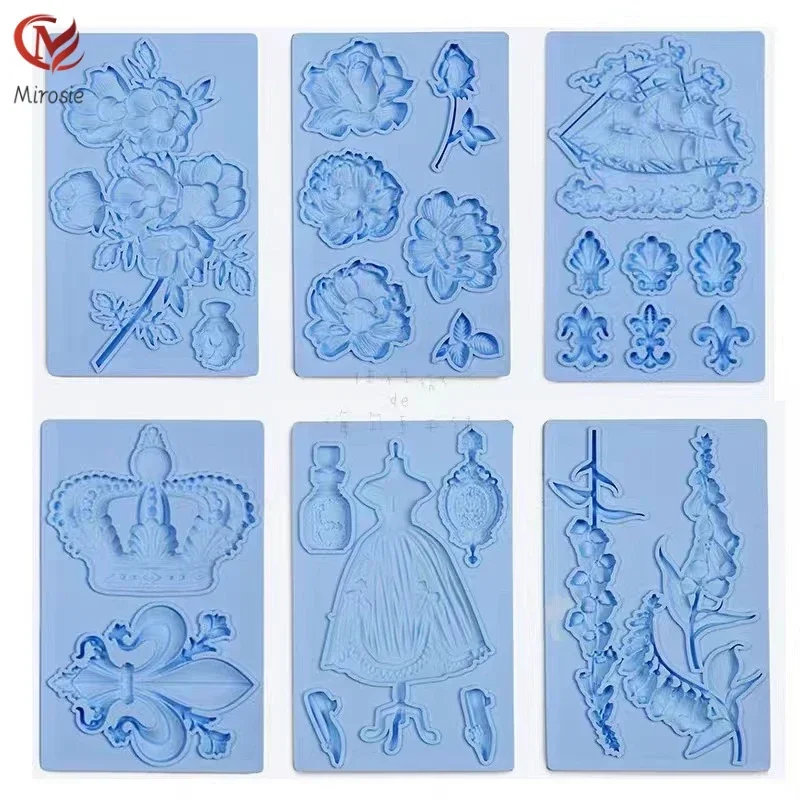 

Mirosie European-style Embossed Fondant Silicone Molds Christmas DIY Handmade Crown Lace Cake Decoration Baking Accessories