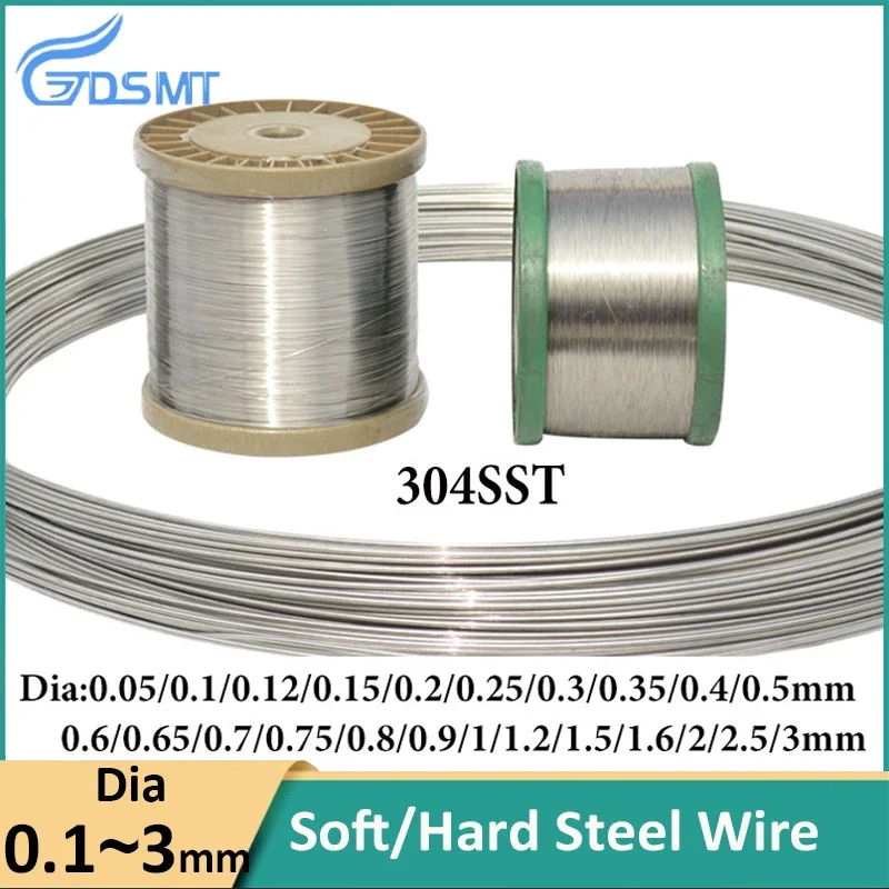 5 Meters Soft/Hard Steel Wire 304 Stainless Steel Wire Single Strand Lashing Soft Iron Wire Dia 0.05 0.1 0.2 0.3 0.4 0.5--3mm