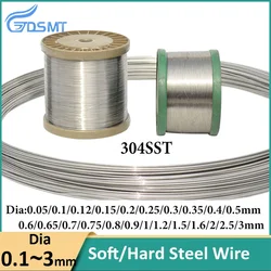 Alambre de acero suave/duro de 5 metros, alambre de acero inoxidable 304, alambre de hierro blando de amarre de un solo hebra, diámetro 0,05 0,1 0,2 0,3 0,4 0,5--3mm