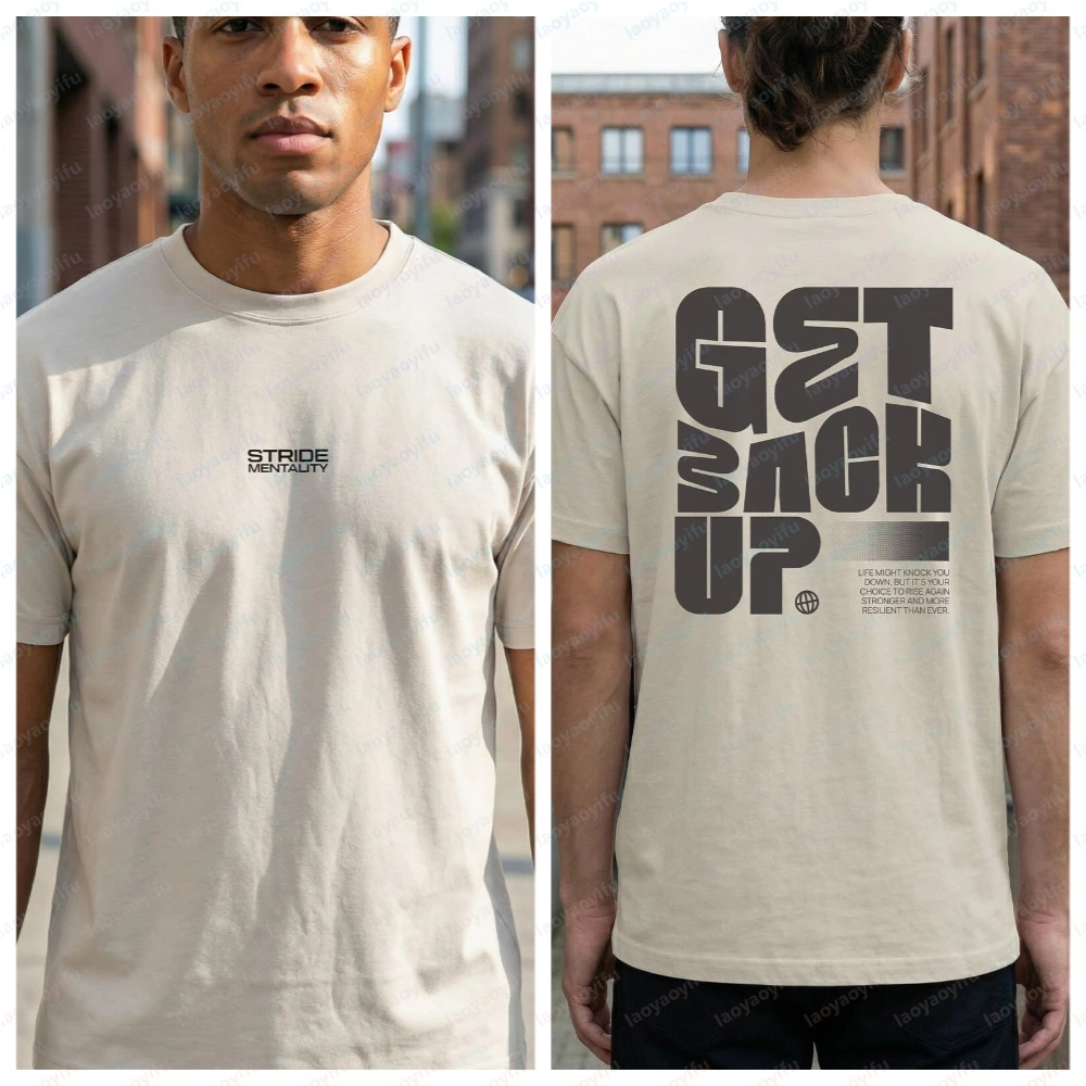Get Back Up Premium Mens Boxy T-Shirt for Runners Running Culture Tee Performance Lifestyle Wear Endurance Athletes Run Crews
