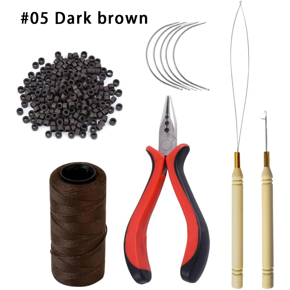 Hair Extensions Tool Kit: 1 three hole hair clipper, 1 roll sewing thread, 1 crochet hook, 5 sewing needles, 1 bead machine, 250 view 5