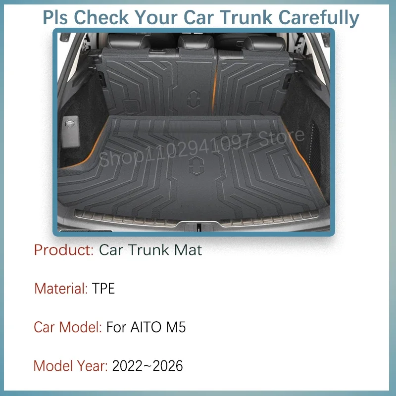 Car Rear Trunk Mat For AITO M5 Seres M5 2022 2023 2024 2025 2026 5seat Waterproof Cover Storage Pad Cargo Liner Auto Accessories