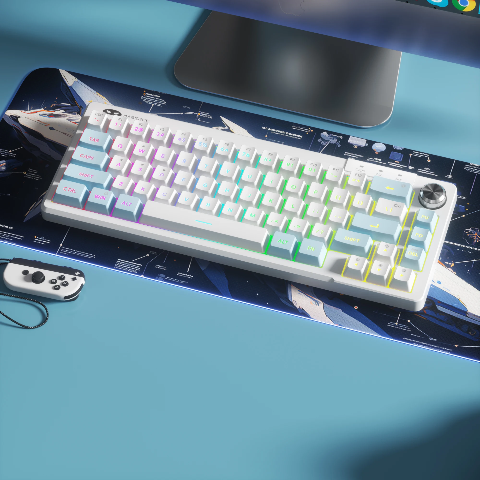 MageGee TS68 Mini 60% Membrane Keyboard, RGB Backlit, 66 Keys OEM Profile Ergonomic Design for Gaming/ Office