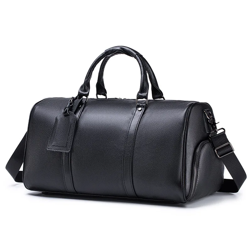 Men's genuine leather travel bag, top layer of cowhide large capacity men's handbag for casual travel business trip luggage bag