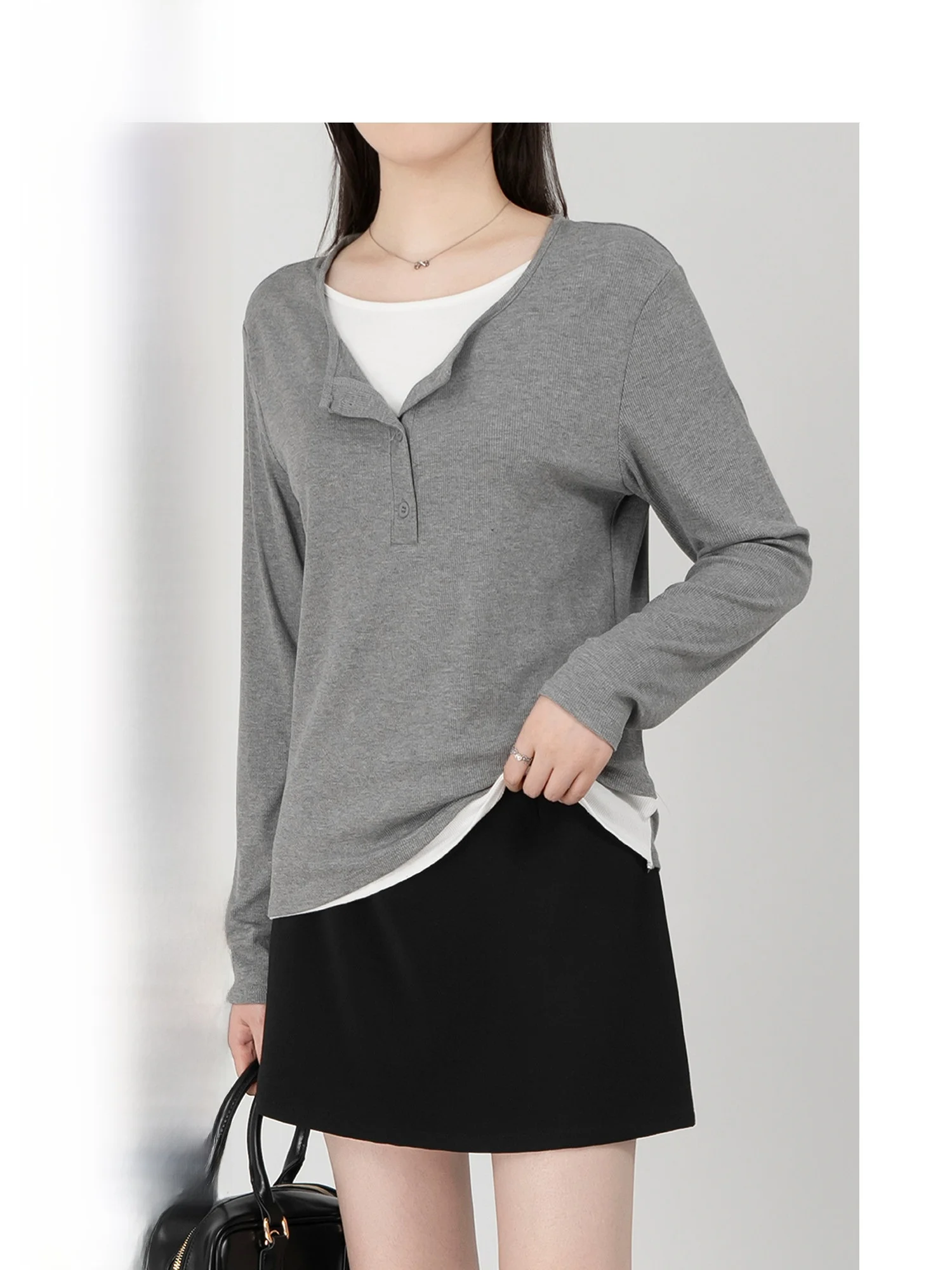 

Wavy Egg Women's Long Sve T-irt Casual Sle Splice Design Breathable Comfortable Inner Wear Base irt Top for Autumn