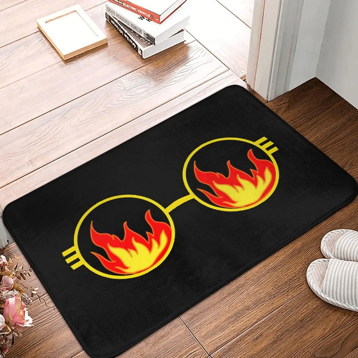 Non-slip Doormat Black Glasses On Fire Bath Bedroom Mat Welcome Carpet Home Modern Decor