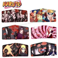 Uzumaki Naruto Anime Men Short Wallets Haruno Sakura Women Vintage Coin Purse Cartoon Leather Credit Card Holder Money Clip Bag