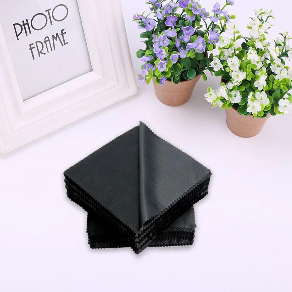 NEW High-end 10PCS Black Silver Microfiber Sunglasses Eyeglasses Cleaning Cloth Lens Clothes Wipe Computer Mobile Phone Screen