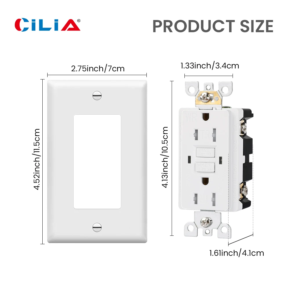 GFWR self-checking smart lock professional ultra-thin GFCI weatherproof outlet with added PVC pure white panels