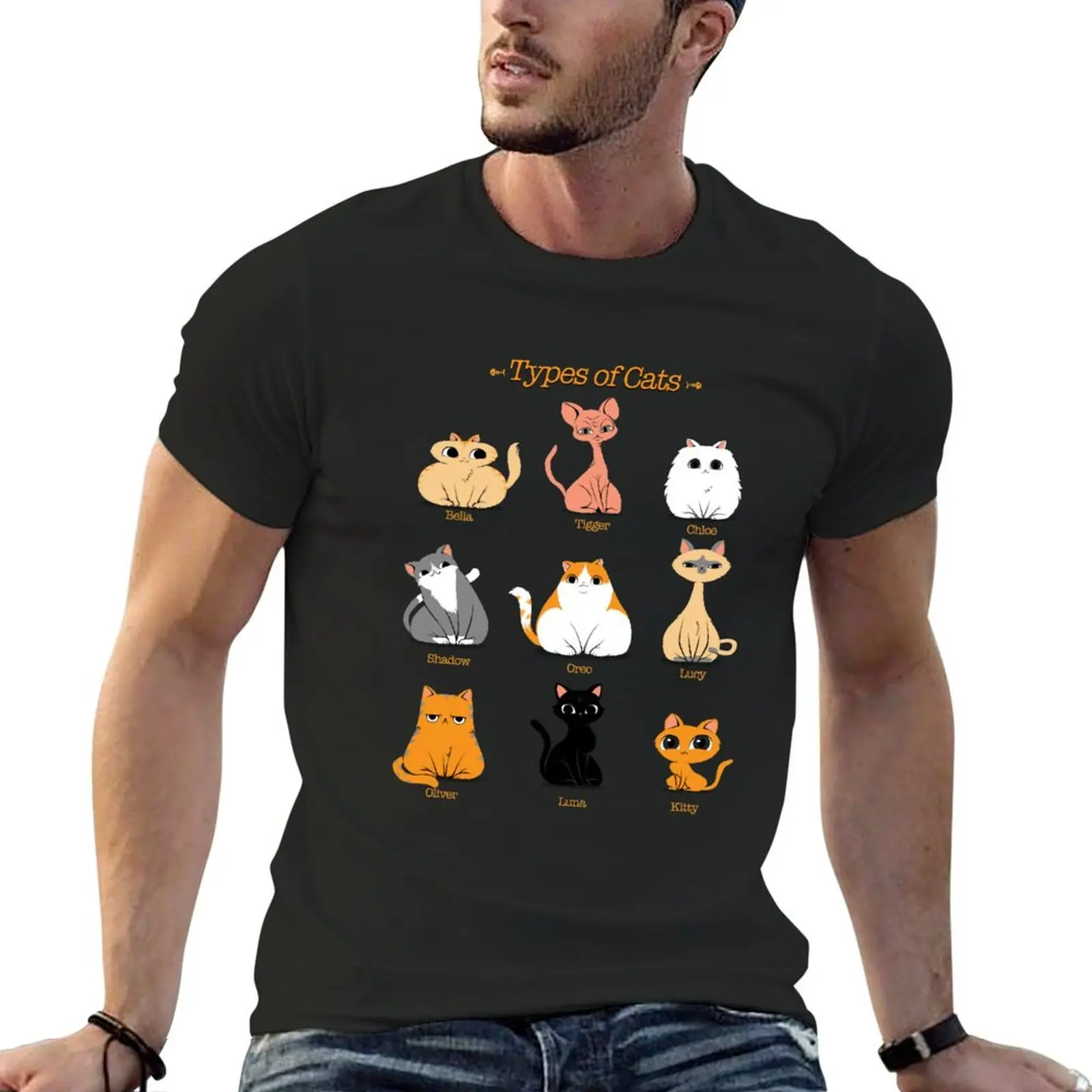 

Types of Cats T-Shirt tees basketball graphic tees men tshirt