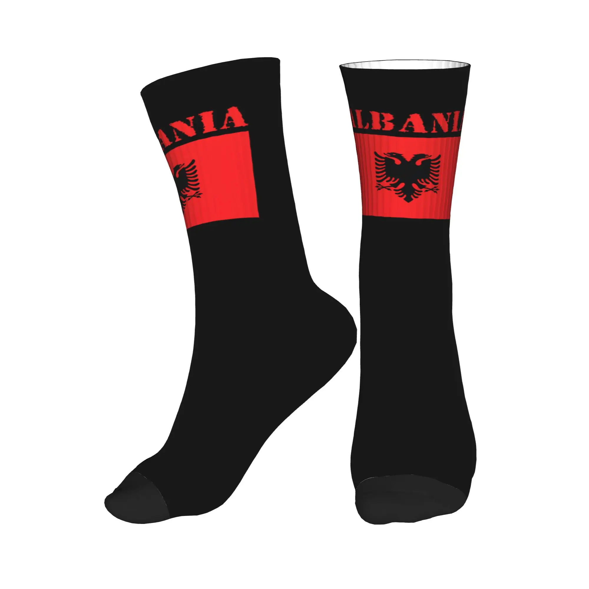 

Fun Mens Albania Flag Dress Socks Unisex Comfortable Warm 3D Printed Crew Socks