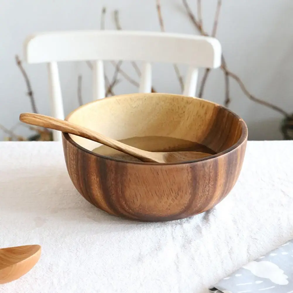 Salad Bowl  Helpful Lightweight Food Wooden Bowl  Wear-resistant Food Bowl