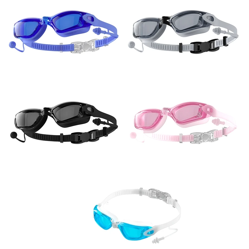 Swimming Goggles Integrated Earplugs Waterproof And Anti-Fog Swimming Goggles For Men And Women (Flat Light)