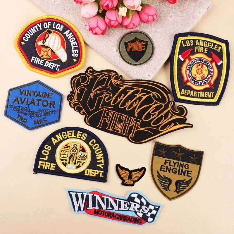 新しいyork fire部門の肩のエンブレム、火災事業体パッチ、航空バッジの鉄、los angeles Fire dept、刺embroideryキャップの記章