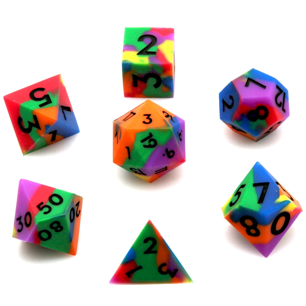 7Pcs/Set Resin Dices Multi-shape Sharp Polyhedron Mold Role Play Colorful Playing Toy D&D TRPG Role Playing Board Game Dice