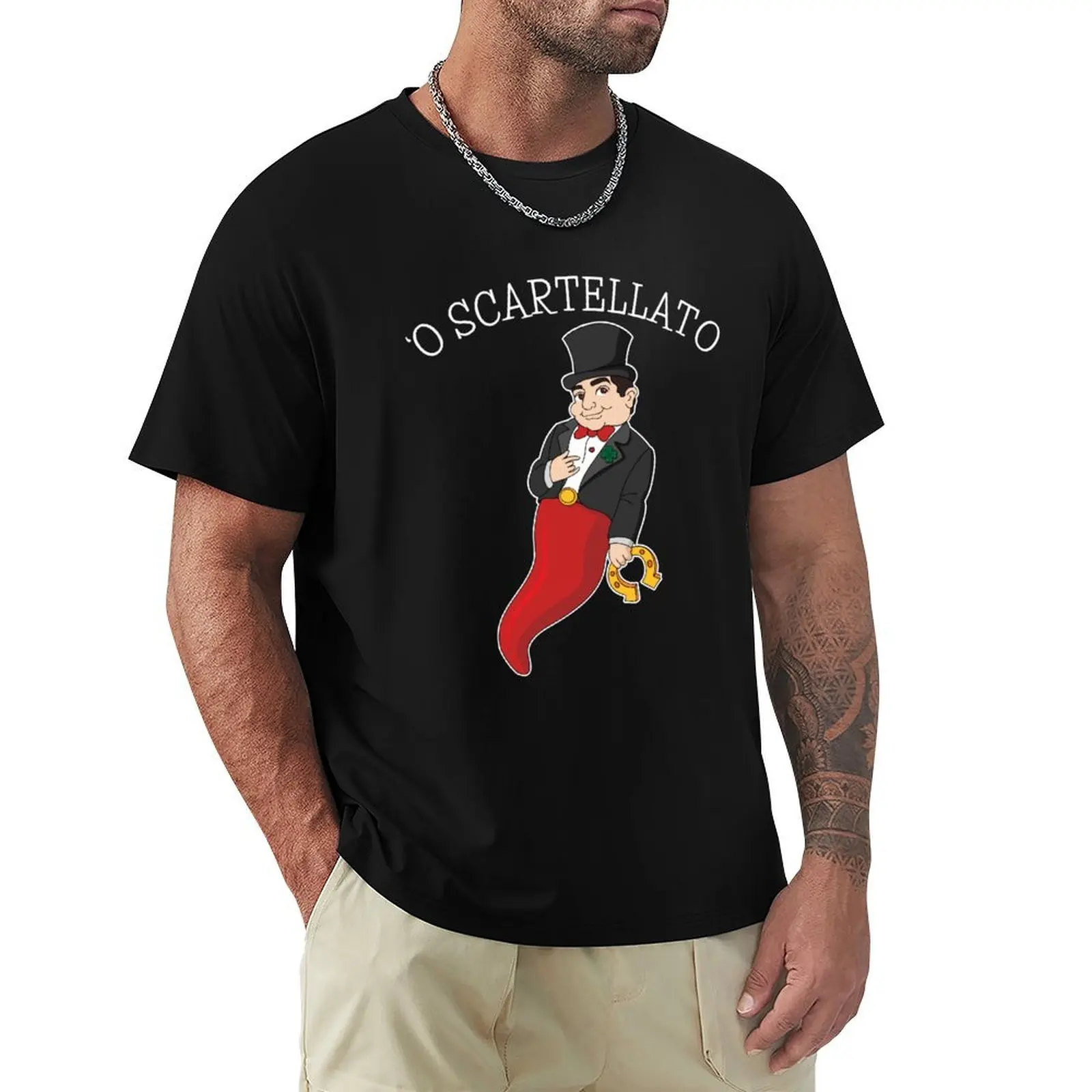 O Scartellato Italian Amulet T-Shirt Regular Fit Plain Tee Shirt