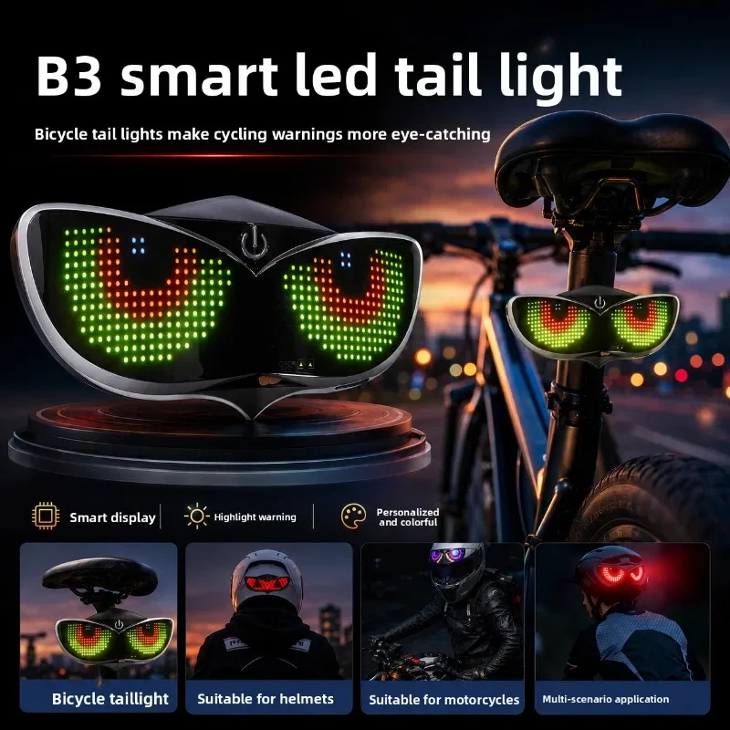 Motorcycle Bicycle Helmet LED Demon Eye Warning Light Night Riding Safety Helmet Flash Decor Lamp