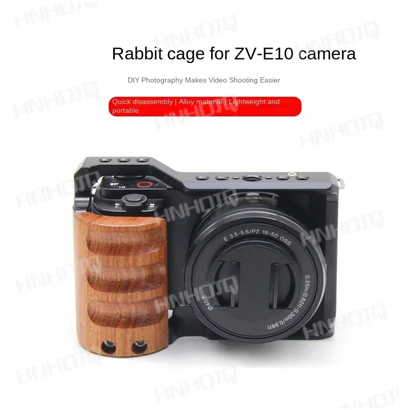 Zve10 Camera Rabbit Cage Wooden Handle Mirrorless Camera Vertical Shot Photography Quick Shoe Stable DSLR Accessories