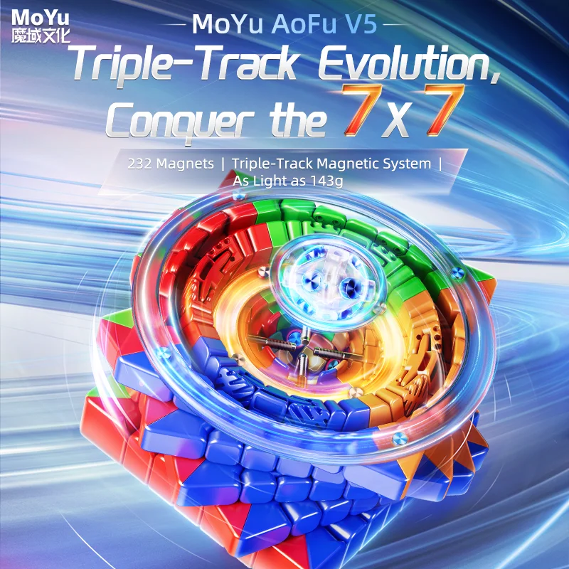 Moyu AoFu V5 7X7 Triple Track Magnetic Magic Speed Cube Stickerless Aofu 7x7 V5 Professional Fidget Toys Cubo Magico