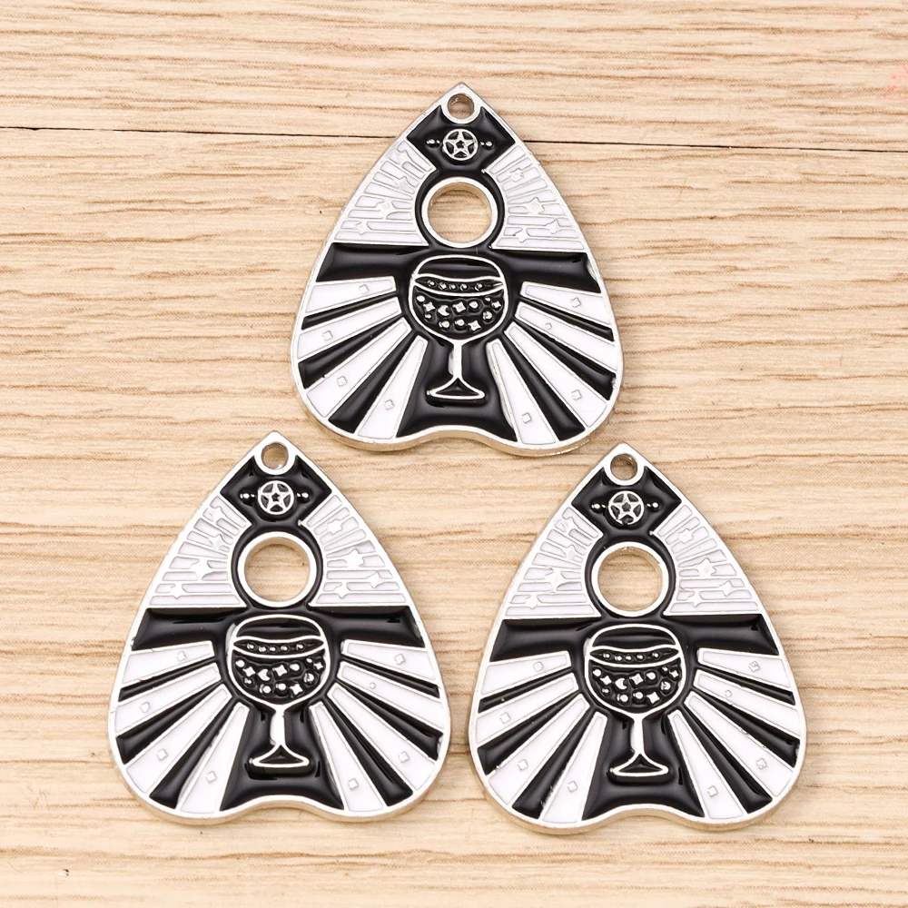 Tusember 10 Stück süße Emaille-Tarot-Karten-Charms für Schmuckherstellung, DIY, Todesschlange, Totenkopf, Herz-Anhänger, Halsketten, Armbänder, Basteln – Detail 3