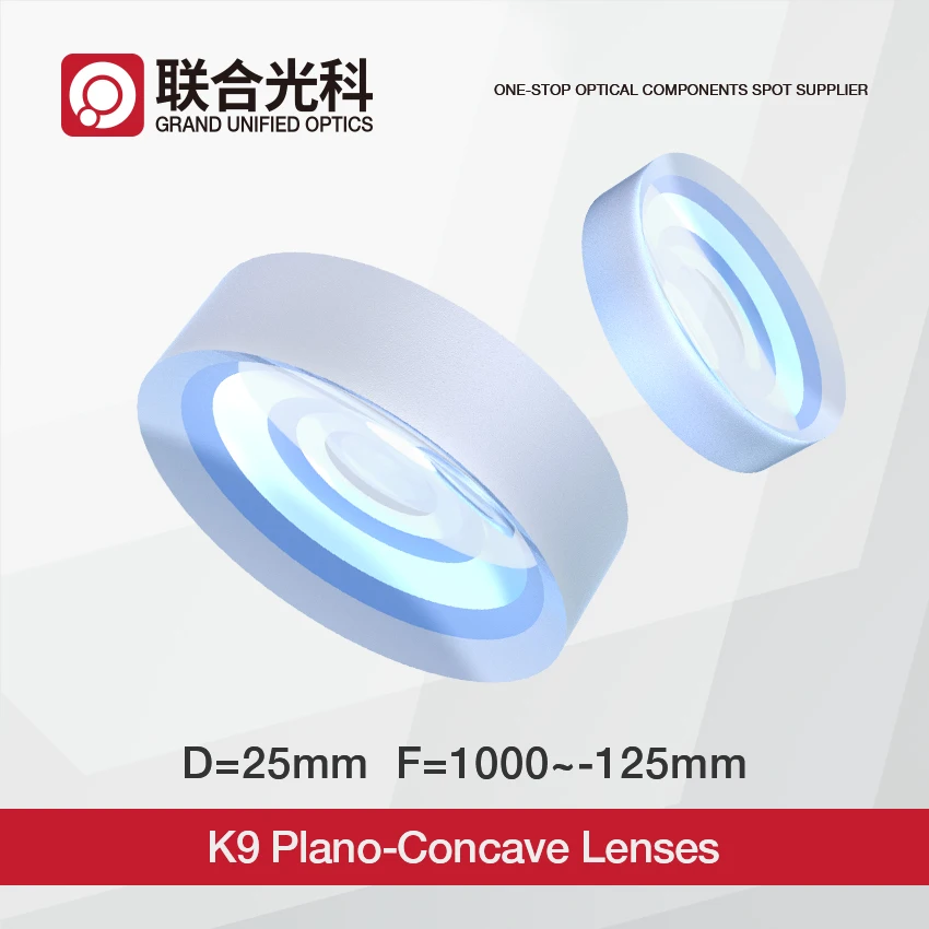 Lentes Côncavas Revestidas Plano Dia 25 mm k9 Bk7 Nir Swir