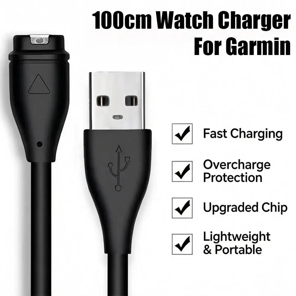 100cm USB Fast Charging Cable For Garmin Fenix 7 6 5 Venu 2 Instinct Vivoactive 3 Replacement Smart Watch Charger