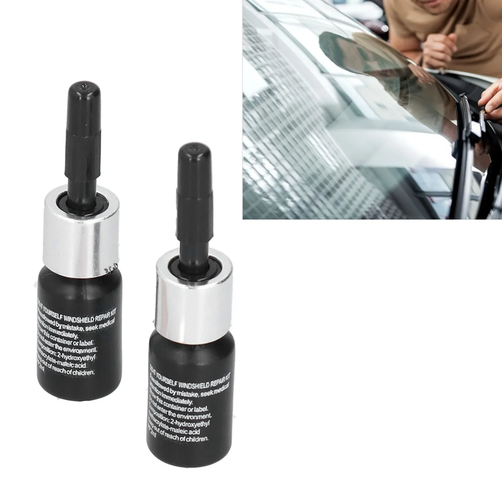 2 Stuks 2Ml Auto Voorruit Reparatie Vloeistof Raam Reparatie Kit Vloeibaar Glas Voor Auto Gebarsten Glas Repareren Auto Voorruit