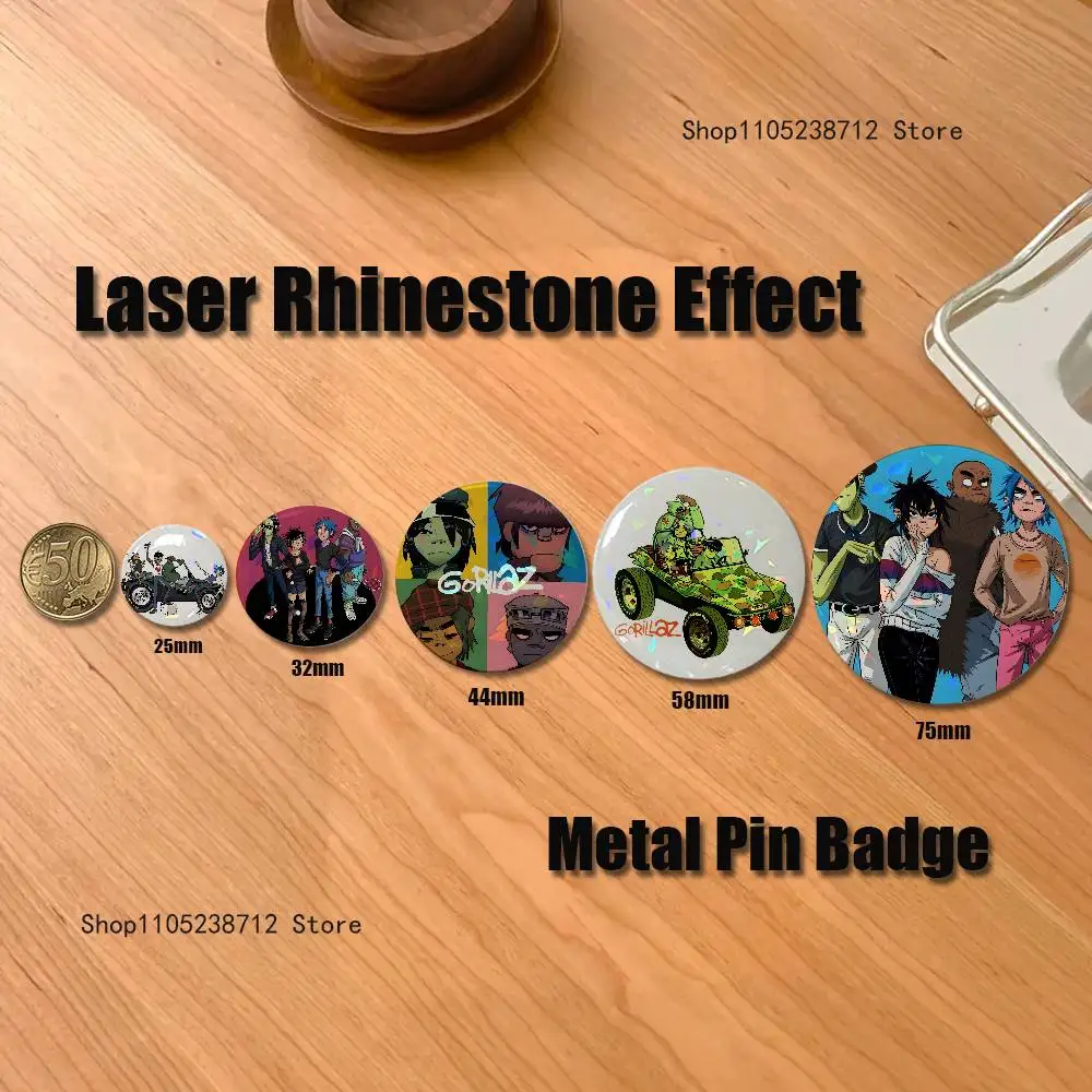 G-Gorillaz Rock Band Button Pin Bright Printed Icon Gift For Friends Badge Collar Brooch Lapel Pin Metal