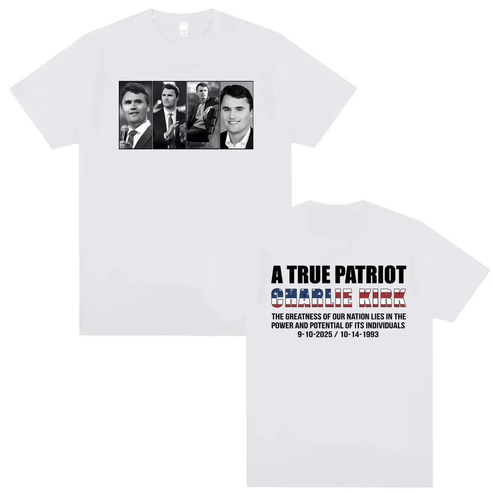 صحيح باتريوت تشارلي كيرك الجرافيك تي شيرت الرجال النساء موضة س الرقبة تي شيرت خمر عالية الجودة عادية فضفاض رائجة البيع تي شيرت #2