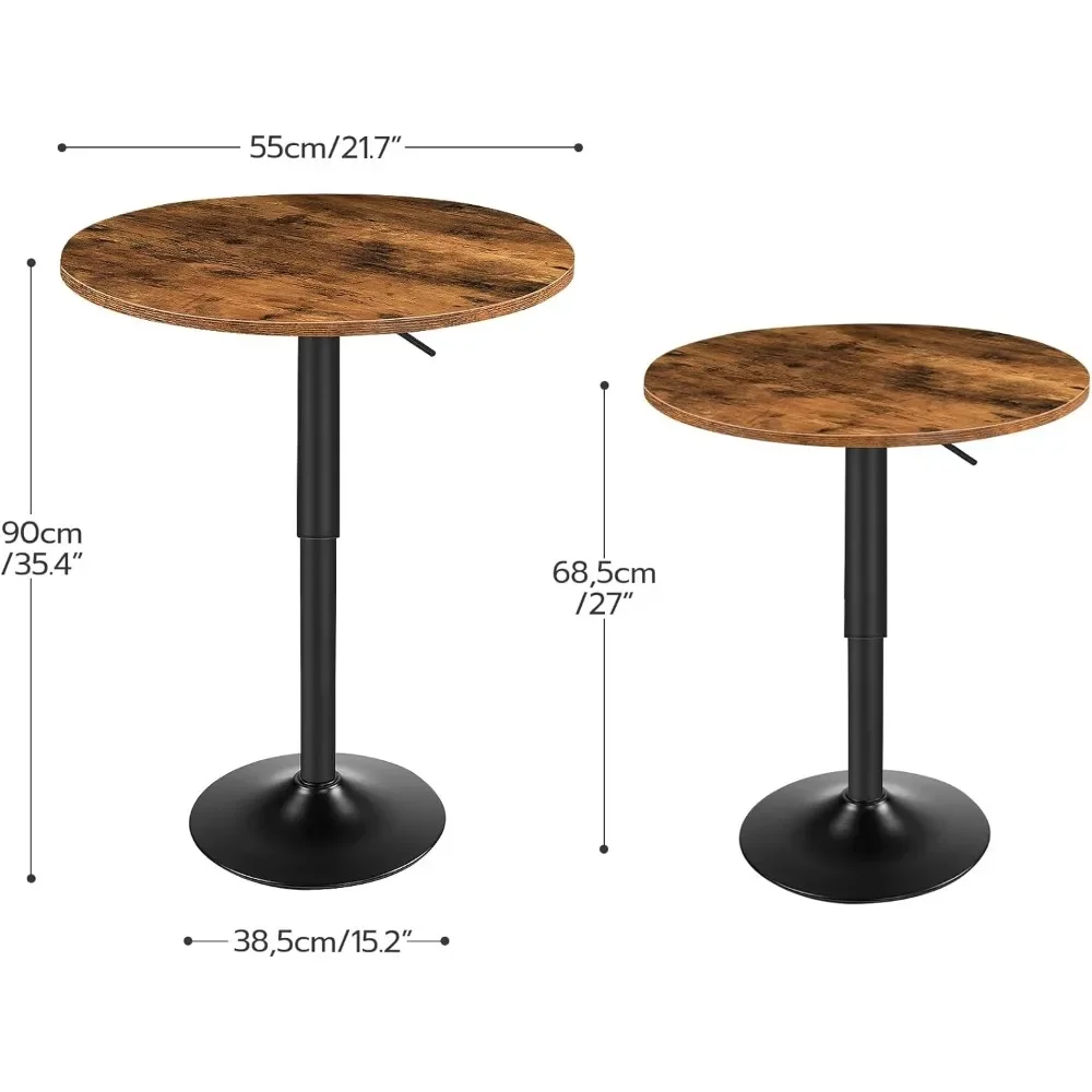 Bar Table, Height-Adjustable Round Pub Table 27-35.4 Inches, Cocktail Table with Sturdy Base, Modern Style, Easy to Assemble