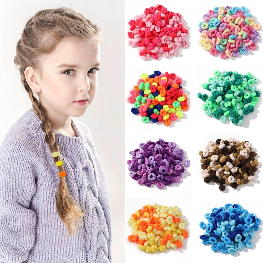 

100pcs Candy Colors Thumb Elastic Rubber Band Baby Girls Colorful Hair Bands High Elasticity for Girls Hair Circle Rubber Bands
