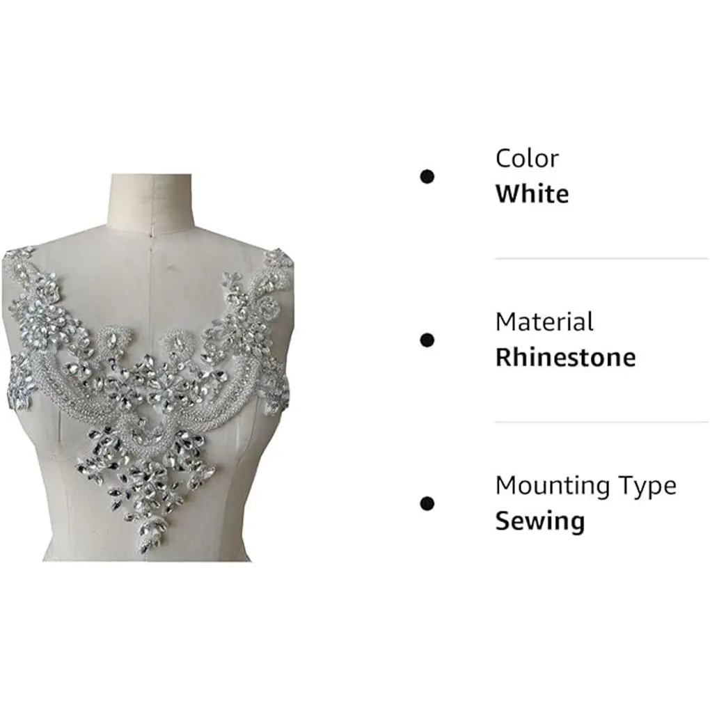 Fine Workmanship And Durable Applique Sew On Beads Trim Patches Made With Acrylic Fashionable