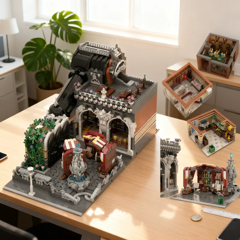 

Конструктор MOC «Рыночная площадь» (4689 деталей), модульная модель городского пейзажа, креативный подарок, коллекционный декор, премиум-класс для детей и взрослых