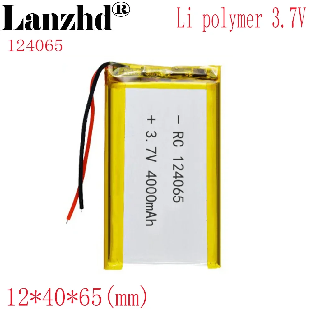 1-10pcs 3.7V battery Lithium Li polymer 4000mAh 124065 Soft package For power bank lithium battery mobile wifi