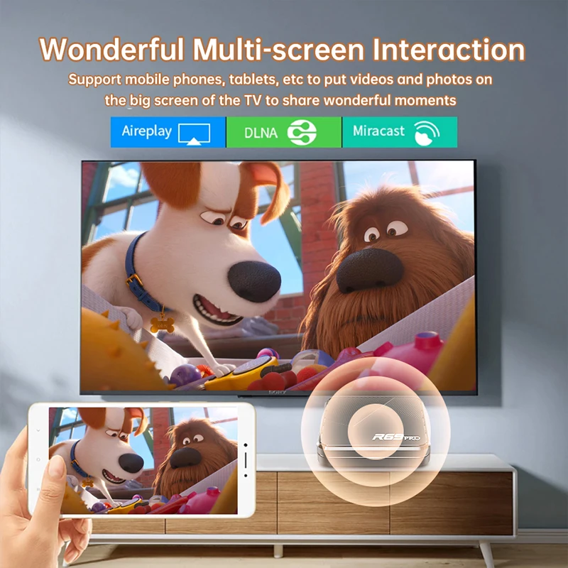 Janmifly R69 PRO Set Top Box Android 14 Allwinner H728 WiFi 6 Mendukung Ultra HD 8K Bluetooth 5.0 Smart TV Box Netflix YouTube