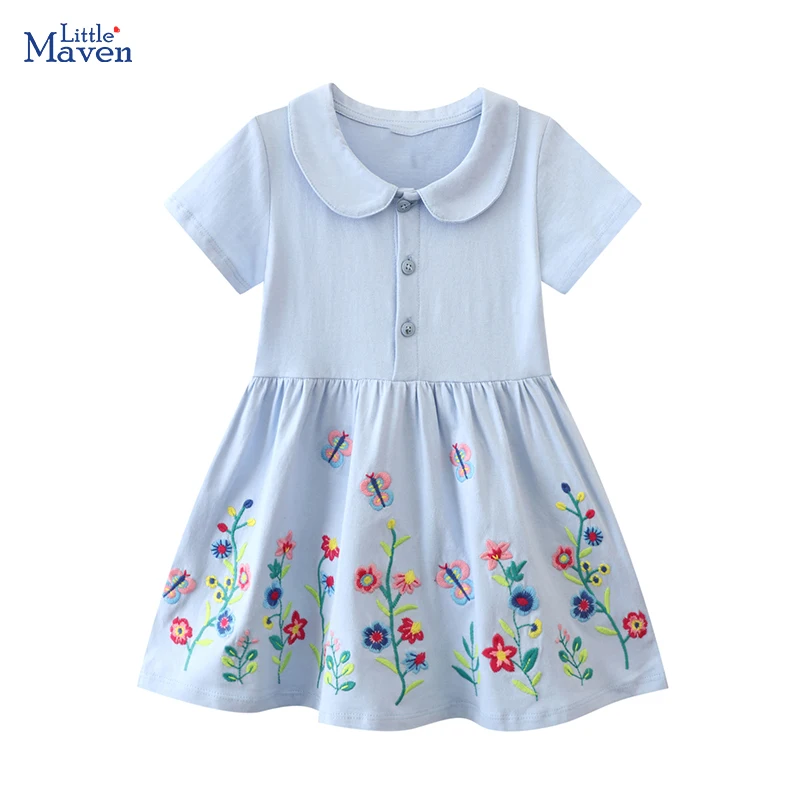 Little Maven 2026 Sommer Neue Baby Mädchen Kinderkleidung Cartoon Blumen Geburtstagsgeschenke Kleider 2-7 Jahre