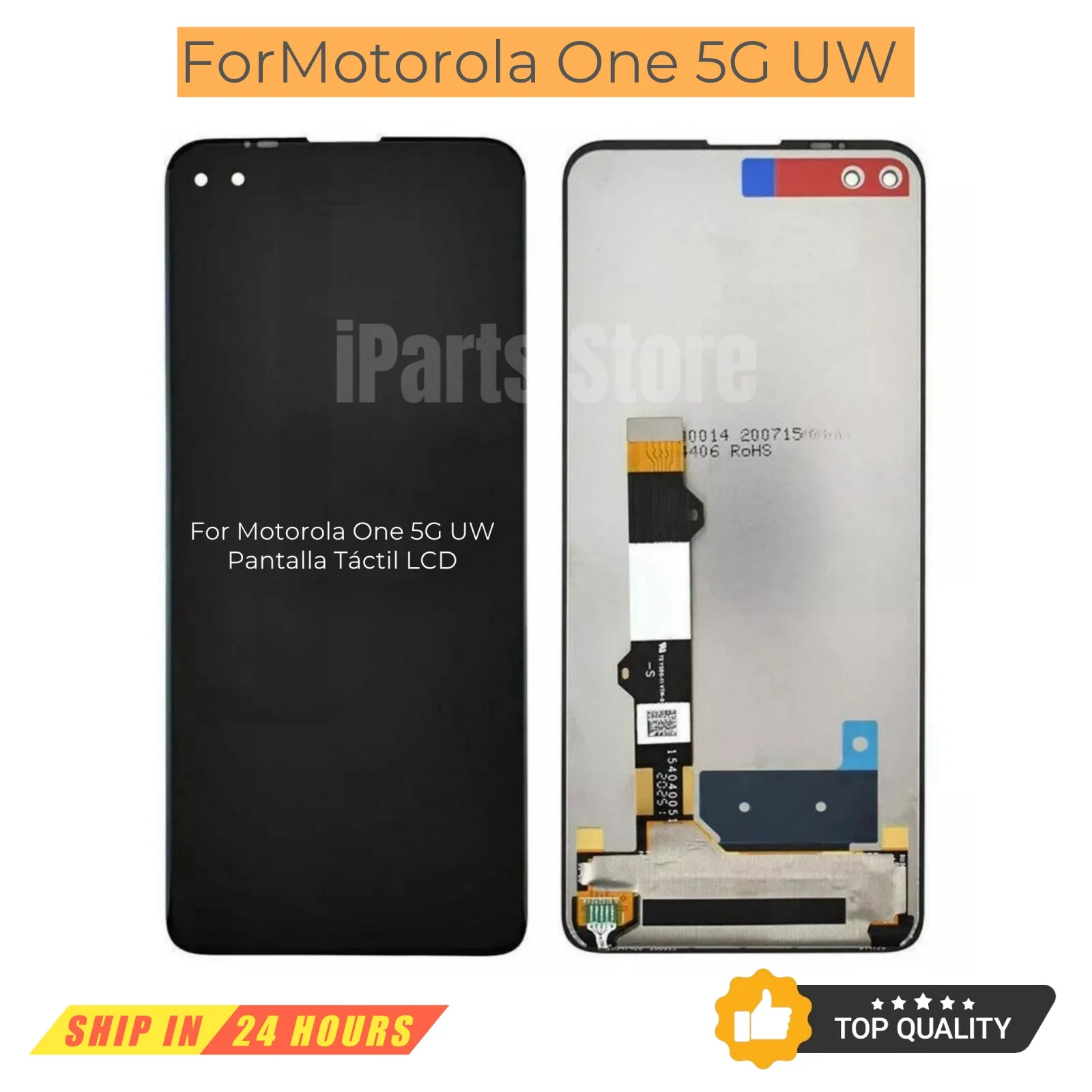 

IParts-Replacement for Motorola One 5G UW LCD Display, Touch Screen Assembly, Black, Grade A Repair Parts