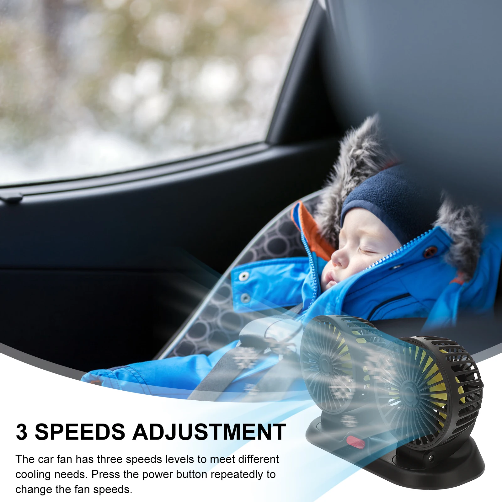 

Double Head Car 12v Abs Circuit Board Adjustable Angle Dashboard Vehicle Cooling Fan Summer Mute Strong Wind Air Conditioner