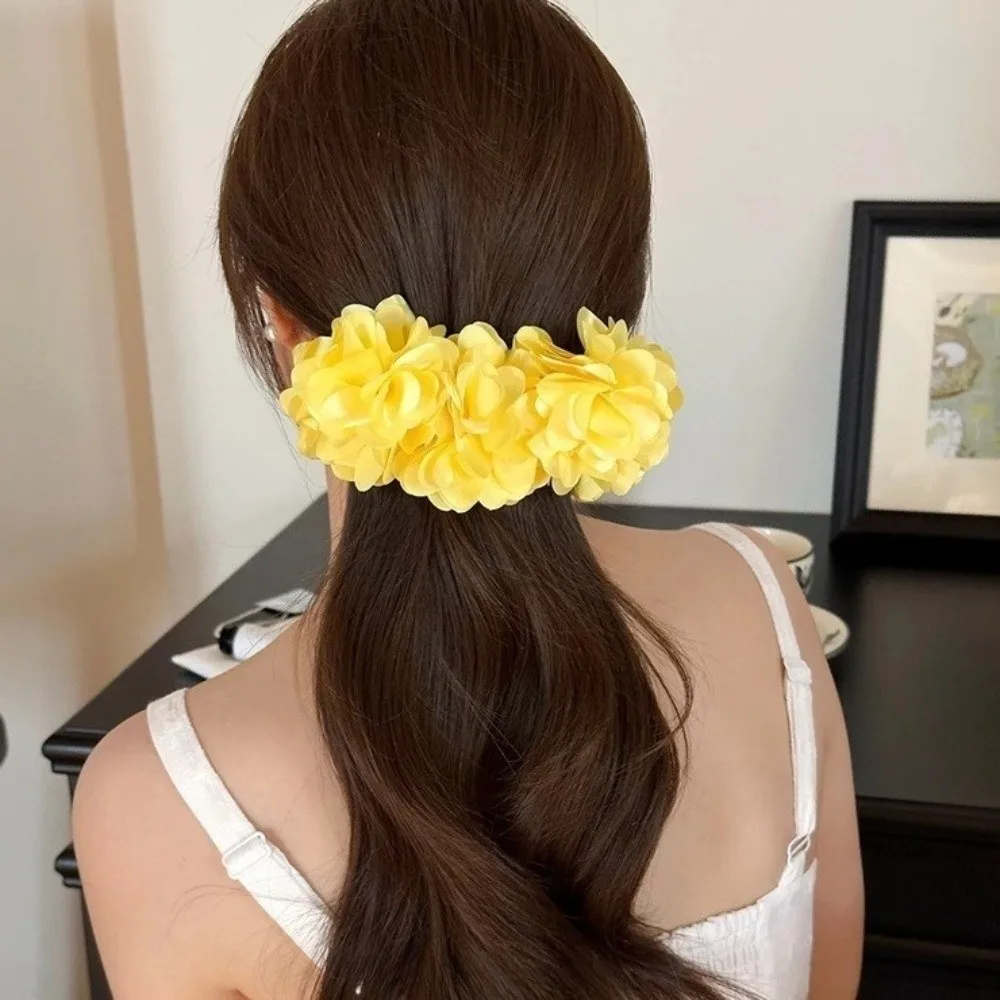 

Винтажная однотонная заколка для волос с цветочным узором, большая заколка-банан в корейском стиле, вертикальная заколка для хвоста, женская заколка для волос