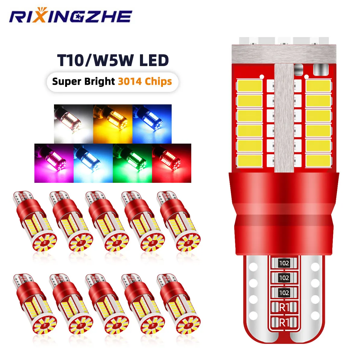 

50/100 шт. T10 W5W светодиодные лампы 194 освещение салона автомобиля супер яркие дневные ходовые огни Canbus 12 В лампа номерного знака 57SMD 3014