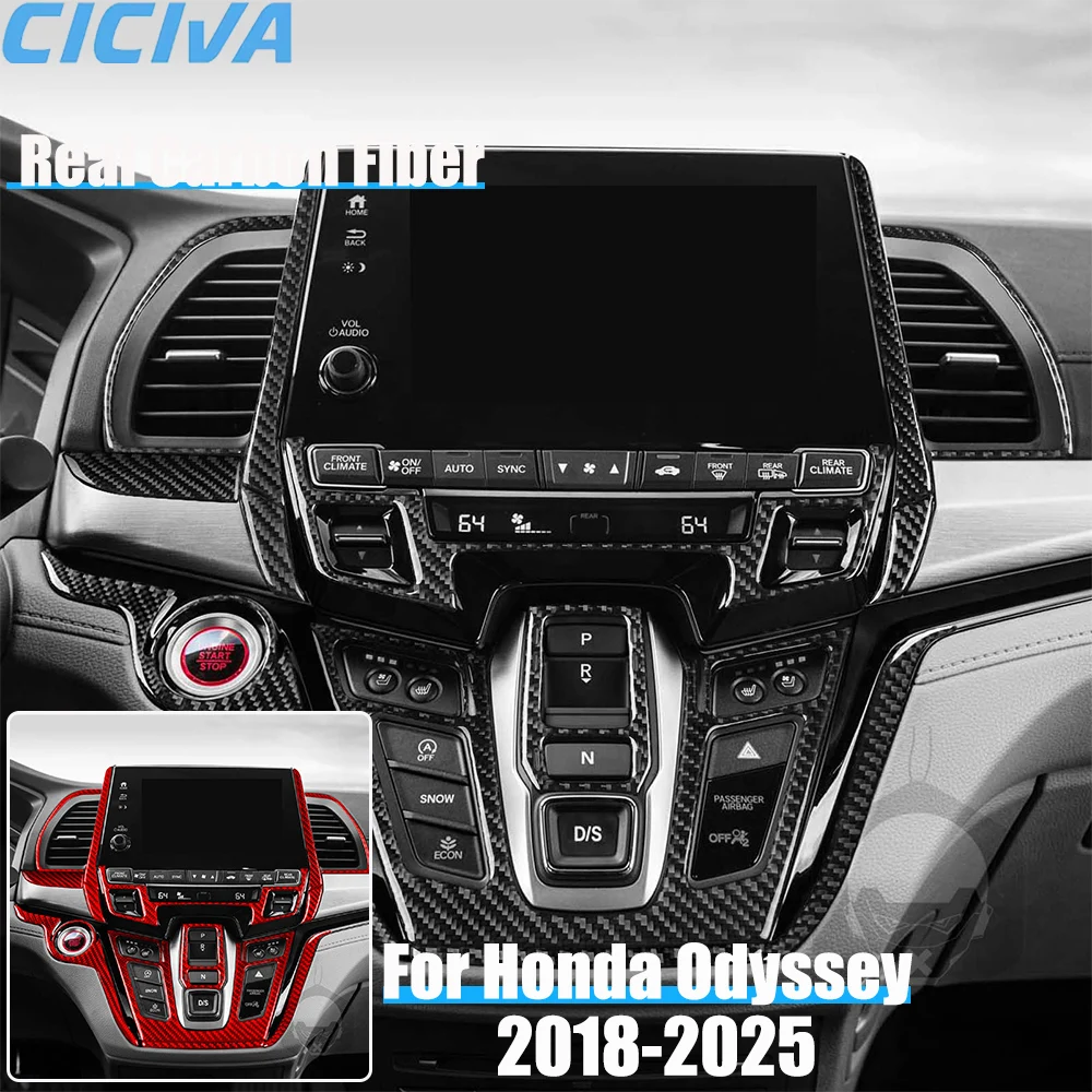 

Real Carbon Fiber Car Accessories Center Console Cover Soft Sticker For Honda Odyssey 2018 2019 2020 2021 2022 2023 2024 2025